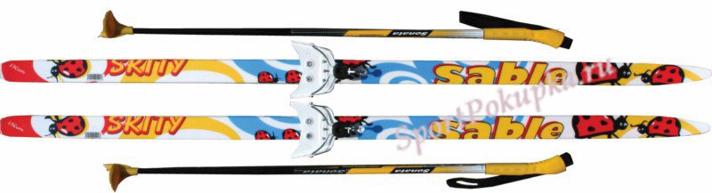 Лыжный комплект  с креплением 75мм STC                 (120-140см.)