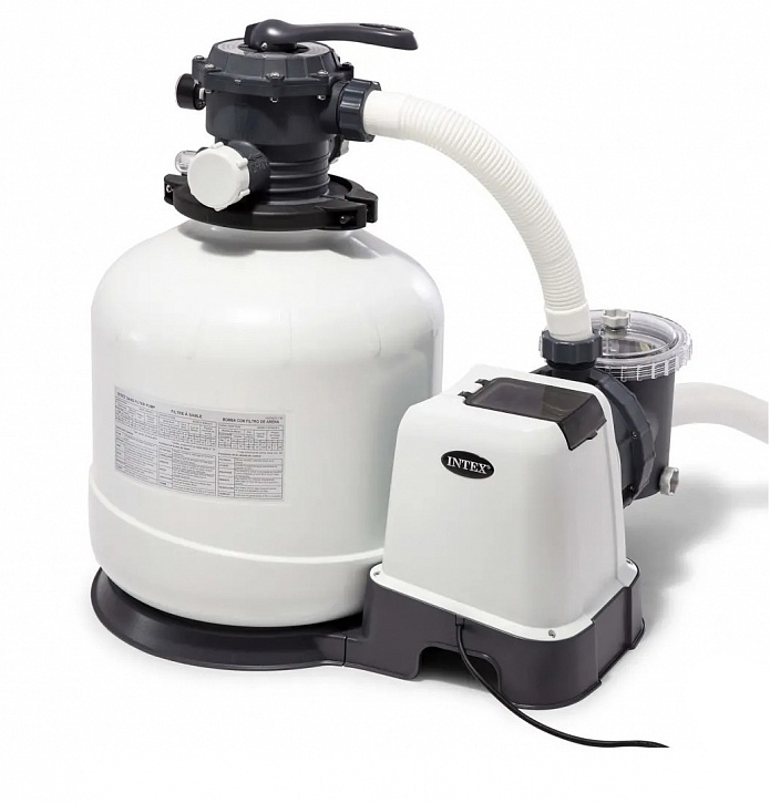 Песочный фильтрующий насос Intex 26646 Kristal Clear Sand Filter Pump для любых бассейнов intex, 220В, производительность 6000 л/ч.