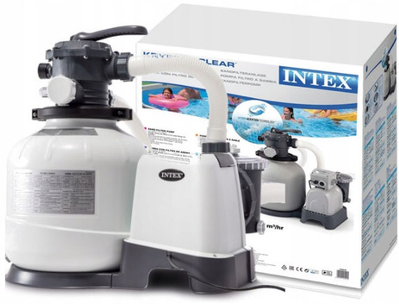 Песочный фильтрующий насос Intex 26648 Kristal Clear Sand Filter Pump для любых бассейнов intex, 220В, производительность 8000 л/ч.