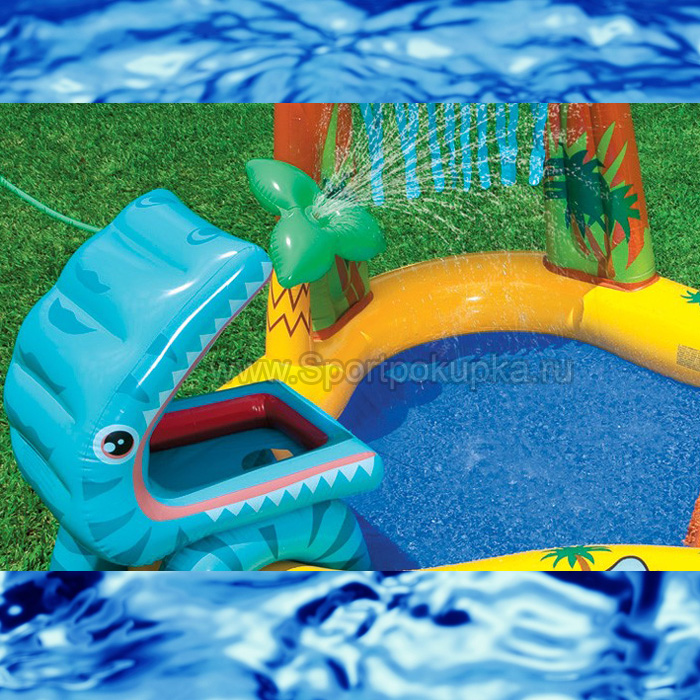 Водный игровой центр-бассейн  Динозавр с горкой и распылителем Intex 57444