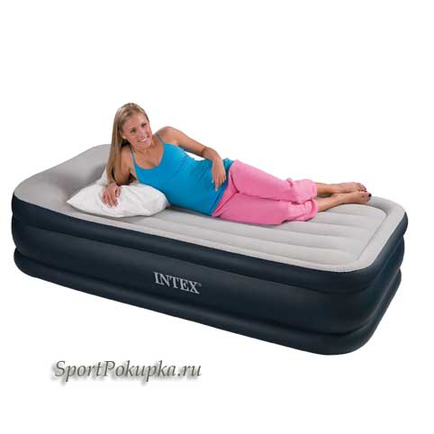 Надувная кровать Intex Deluxe Pillow Rest, со встроенным электронасосом 220в,  размер (203*102*48)   арт.67732
