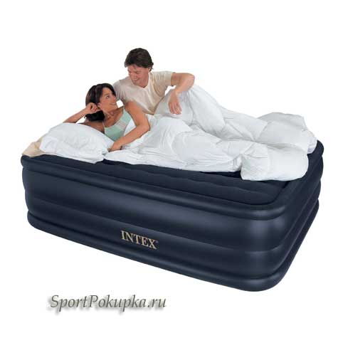 Надувная кровать Intex  Raised Downy Bed, со встроенным электронасосом 220в, размер (203*152*56)   арт. 66718
