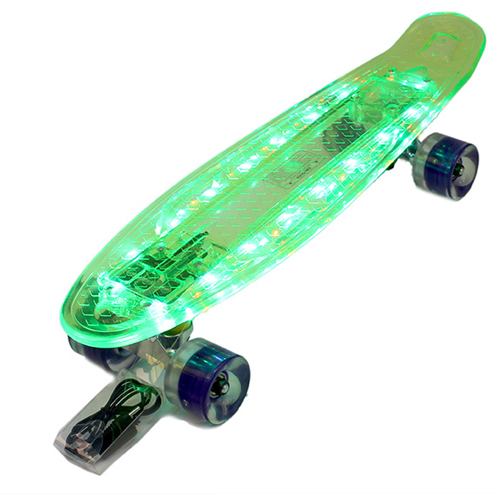 Скейтборд пенни борд Shark  22   TLS-403 с подсветкой  ЗЕЛЕНЫЙ